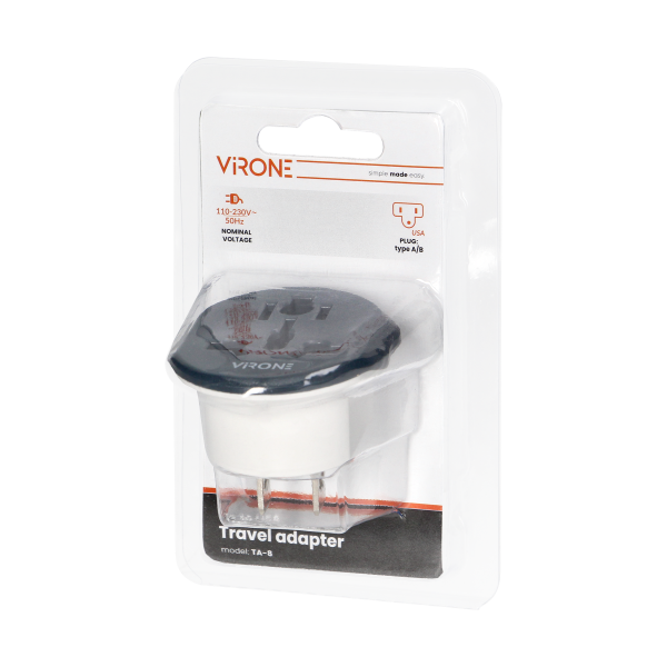 Travel adapter - Go to USA, 110-230V/10A universal socket, American plug (type A,B)